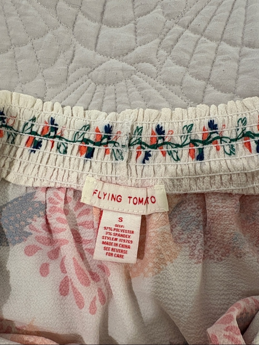 Flying Tomato-Woman' Floral Off-Shoulder Dress Top - White with Multicolor Print - Picture 4 of 4